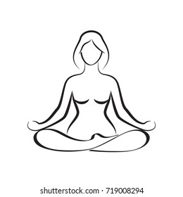 Vector illustration of elegant woman in yoga pose silhouette