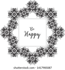 Vector illustration elegant wreath frame for greeting card be happy