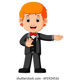 vector illustration of elegant young man in business suit