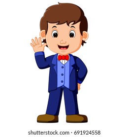 vector illustration of elegant young man in business suit