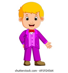 vector illustration of elegant young man in business suit
