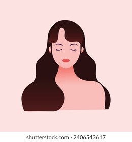 Vector illustration of a elegant young woman with long hair