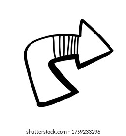 Vector illustration element arrow in doodle style. Hand drawn. Icon, symbol, logo