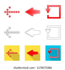 Vector illustration of element and arrow icon. Collection of element and direction stock vector illustration.