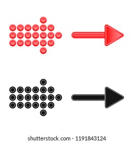 Vector illustration of element and arrow icon. Collection of element and direction stock vector illustration.