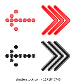 Vector illustration of element and arrow icon. Collection of element and direction stock symbol for web.