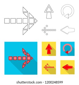 Vector illustration of element and arrow icon. Collection of element and direction vector icon for stock.