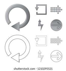 Vector illustration of element and arrow icon. Collection of element and direction vector icon for stock.