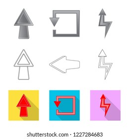 Vector illustration of element and arrow icon. Collection of element and direction vector icon for stock.