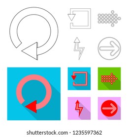 Vector illustration of element and arrow icon. Set of element and direction vector icon for stock.