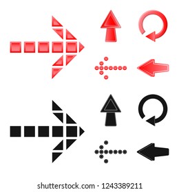 Vector illustration of element and arrow icon. Collection of element and direction stock vector illustration.