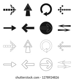 Vector illustration of element and arrow icon. Set of element and direction stock symbol for web.