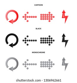 Vector illustration of element and arrow icon. Collection of element and direction stock symbol for web.