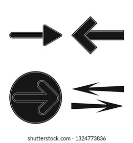 Vector illustration of element and arrow icon. Collection of element and direction stock symbol for web.