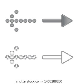 Vector illustration of element and arrow icon. Collection of element and direction stock vector illustration.