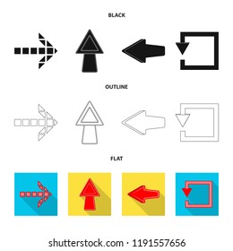 Vector illustration of element and arrow logo. Set of element and direction stock symbol for web.