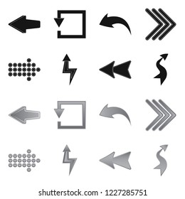 Vector illustration of element and arrow logo. Set of element and direction stock symbol for web.