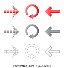 Vector illustration of element and arrow logo. Set of element and direction vector icon for stock.