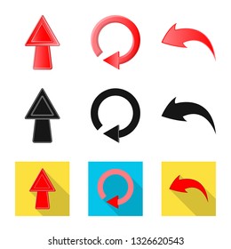 Vector illustration of element and arrow logo. Set of element and direction vector icon for stock.