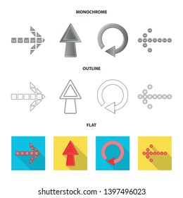 Vector illustration  element and arrow logo. Set  element and direction stock symbol for web.