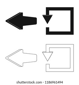 Vector illustration of element and arrow sign. Collection of element and direction stock symbol for web.