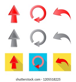 Vector illustration of element and arrow sign. Collection of element and direction vector icon for stock.