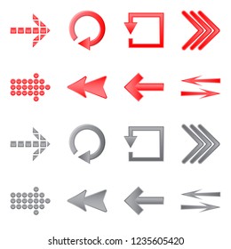 Vector illustration of element and arrow sign. Collection of element and direction stock symbol for web.