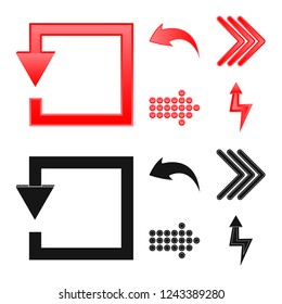 Vector illustration of element and arrow sign. Set of element and direction vector icon for stock.