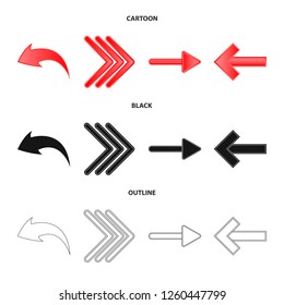 Vector illustration of element and arrow sign. Collection of element and direction stock vector illustration.