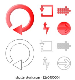 Vector illustration of element and arrow sign. Set of element and direction vector icon for stock.