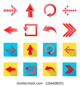 Vector illustration of element and arrow sign. Set of element and direction vector icon for stock.