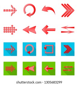 Vector illustration of element and arrow sign. Collection of element and direction stock vector illustration.