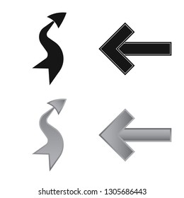 Vector illustration of element and arrow sign. Collection of element and direction stock symbol for web.