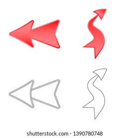 Vector illustration of element and arrow sign. Set of element and direction vector icon for stock.