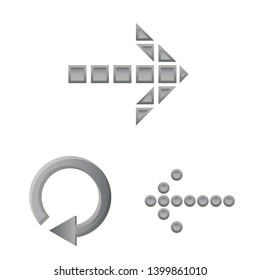 Vector illustration of element and arrow sign. Collection of element and direction stock symbol for web.