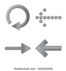 Vector illustration of element and arrow sign. Set of element and direction stock symbol for web.