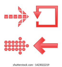 Vector illustration of element and arrow sign. Set of element and direction stock symbol for web.