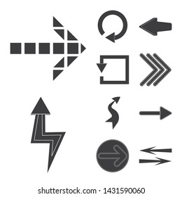 Vector illustration of element and arrow sign. Set of element and direction stock vector illustration.