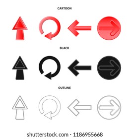 Vector illustration of element and arrow symbol. Set of element and direction stock symbol for web.