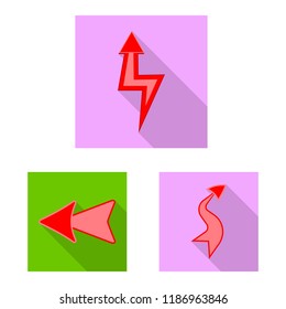 Vector illustration of element and arrow symbol. Set of element and direction vector icon for stock.