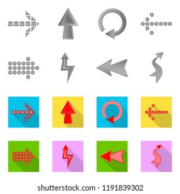Vector illustration of element and arrow symbol. Collection of element and direction vector icon for stock.