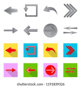 Vector illustration of element and arrow symbol. Collection of element and direction vector icon for stock.