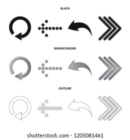 Vector illustration of element and arrow symbol. Set of element and direction stock vector illustration.