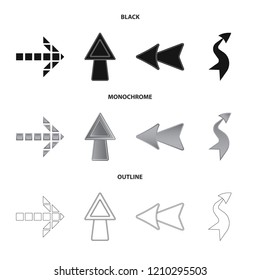 Vector illustration of element and arrow symbol. Collection of element and direction vector icon for stock.