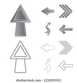 Vector illustration of element and arrow symbol. Set of element and direction stock vector illustration.