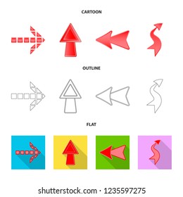 Vector illustration of element and arrow symbol. Set of element and direction vector icon for stock.