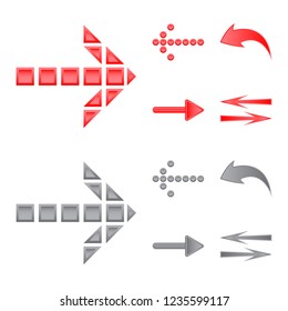 Vector illustration of element and arrow symbol. Set of element and direction stock vector illustration.