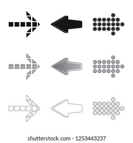 Vector illustration of element and arrow symbol. Set of element and direction stock symbol for web.