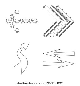 Vector illustration of element and arrow symbol. Set of element and direction stock vector illustration.