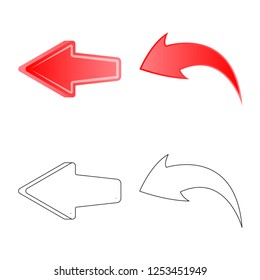 Vector illustration of element and arrow symbol. Collection of element and direction stock symbol for web.